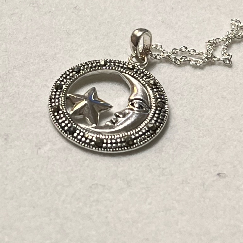 925 Sterling Silver. Marcasite. Necklace - Picture 3 of 7
